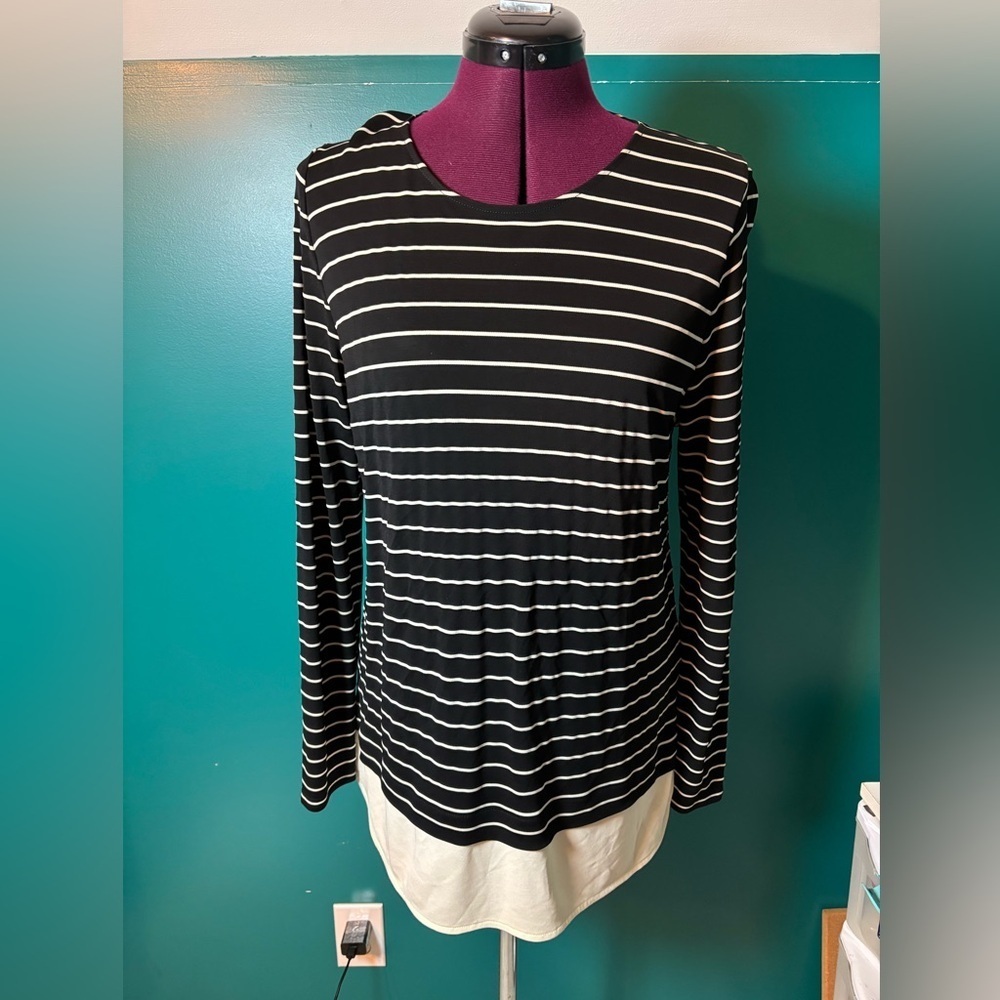Ralph Lauren Black and White Striped Long Sleeve Top